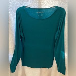 Susan Graver Teal Scoop Neck Long Sleeve Tee Size Large